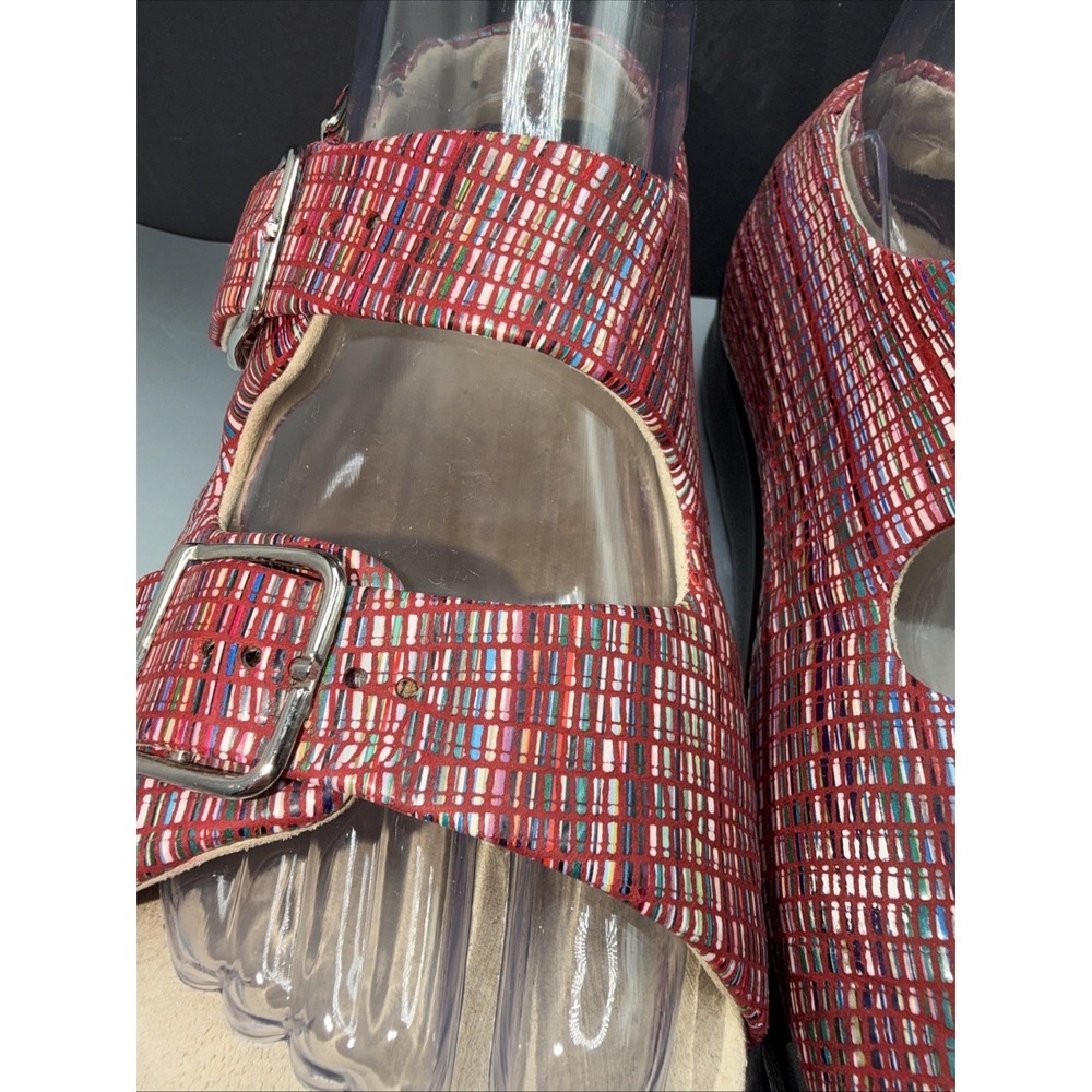 SAS Relaxed Rainbow Sandals Womens 7 Red Leather Open Toe Casual Slingback Strap - Picture 4 of 16